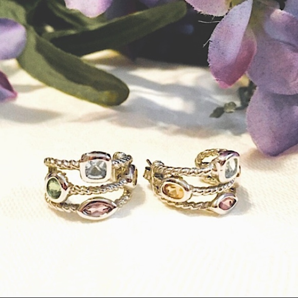 SOLD Sterling Topaz Amethyst Peridot Citrine Ear - Picture 11 of 14